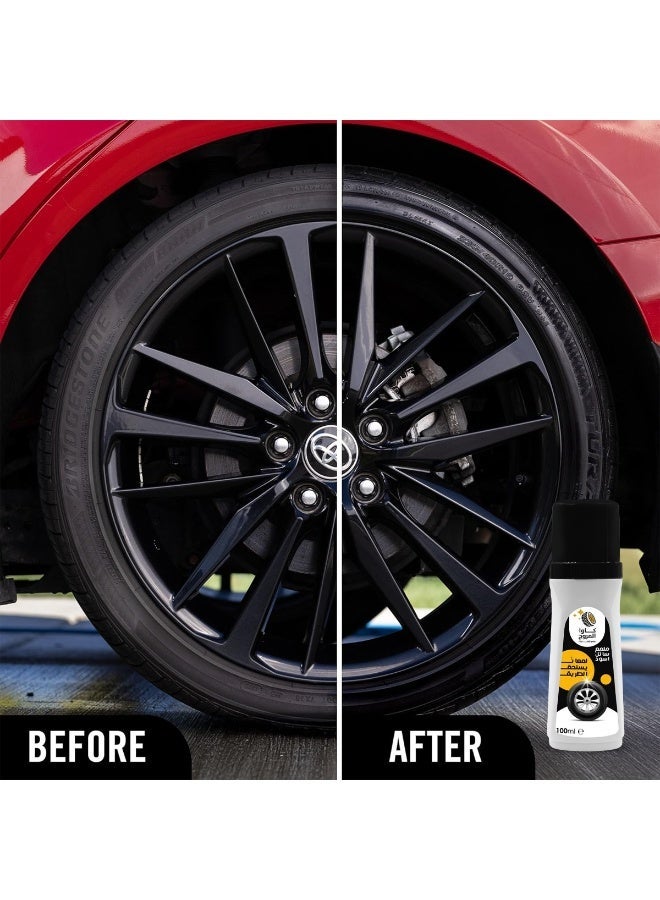 كاوا سائل تلميع الإطارات 100 مل، تركيبة للعناية بالمطاط والبلاستيك، لون أسود داكن مع حماية من الأشعة فوق البنفسجية، مقاوم للبهتان والغبار، غير لزج، لمعان يدوم طويلاً، مناسب لإطارات السيارات وسيارات الدفع الرباعي والدراجات النارية والزخارف الخارجية والجدران الجانبية. عبوة من 3 قطع - Image 2